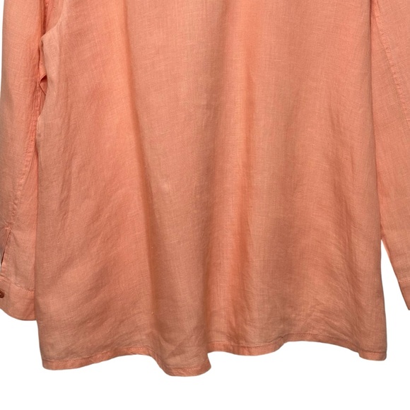 Eileen Fisher 100% irish linen peach half button long sleeve swing style shirt - Picture 9 of 13